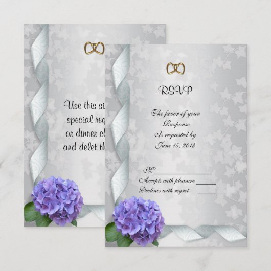 Hydrangea antwoordkaart RSVP kaartje (Voorkant / Achterkant)