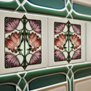 Hydrangea Art Deco Bloemenwand Decor Art Nouveau Tegeltje