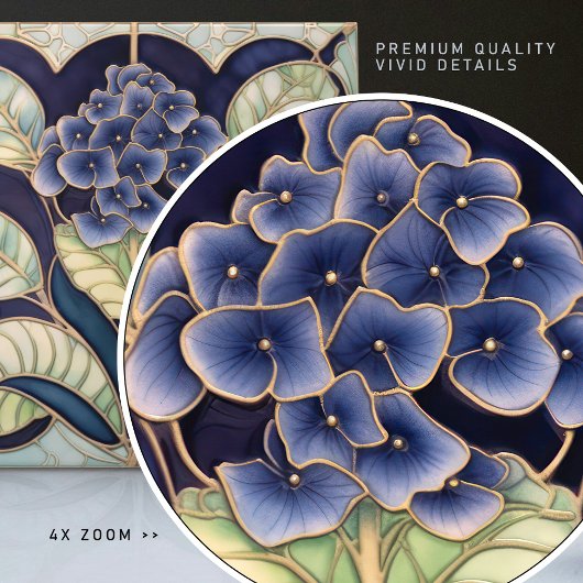 Hydrangea Art Deco Bloemenwand Decor Art Nouveau Tegeltje