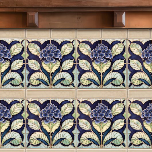 Hydrangea Art Deco Bloemenwand Decor Art Nouveau Tegeltje