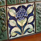 Hydrangea Art Deco Bloemenwand Decor Art Nouveau Tegeltje