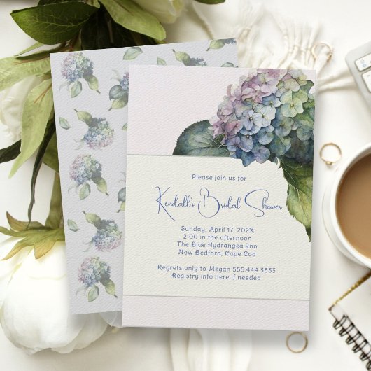 Hydrangea Art Pastels Bruiloft Uitnodiging