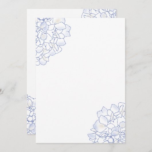 Hydrangea Art White Wedding Programme Paper Programmakaart (Voorkant / Achterkant)