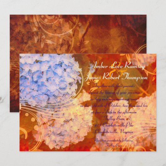 Hydrangea Autumn Wedding Uitnodiging (Voorkant / Achterkant)