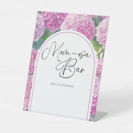 Hydrangea Baby shower Mom-osa Bar Reclamebord Met Voetstuk