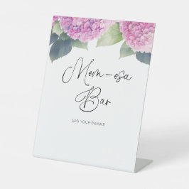 Hydrangea Baby shower Mom-osa Bar Reclamebord Met Voetstuk