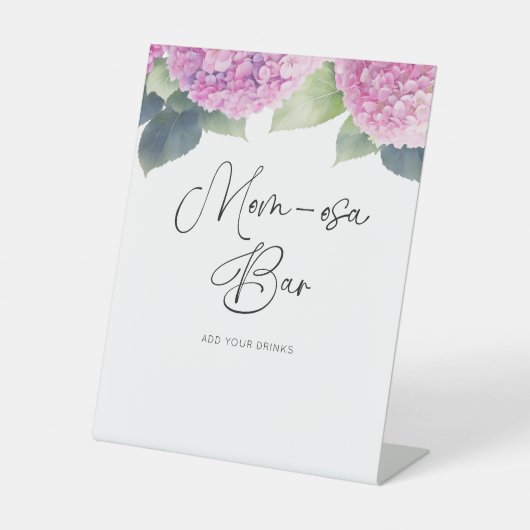 Hydrangea Baby shower Mom-osa Bar Reclamebord Met Voetstuk (Voorkant)