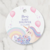 Hydrangea Balloon Rainbow Unicorn Baby shower Bedankjes Labels (Voorkant)