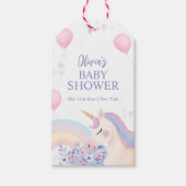 Hydrangea Balloon Rainbow Unicorn Baby shower Cadeaulabel (Voorkant)