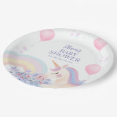 Hydrangea Balloon Rainbow Unicorn Baby shower Papieren Bordje (Gekanteld)