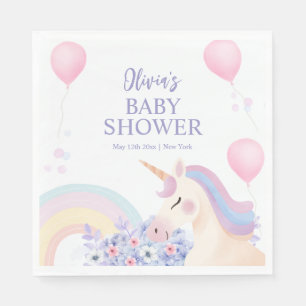 Hydrangea Balloon Rainbow Unicorn Baby shower Servet