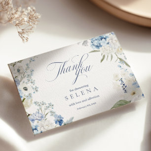 Hydrangea bedankkaart   Blue Floral Bridal Show