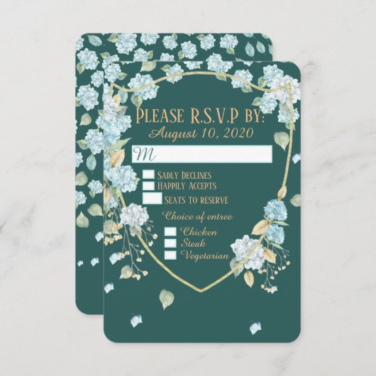 Hydrangea bij maanlicht RSVP-kaarten RSVP Kaartje (Voorkant / Achterkant)