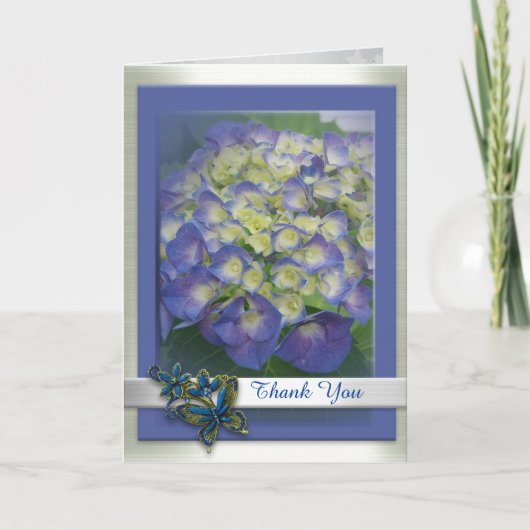 Hydrangea blauw blanco dank u kaart (Voorkant)