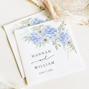 Hydrangea Blauw Bloemen Trouwpapier Servet