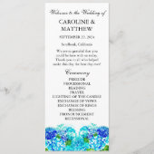 Hydrangea Blauw Bloemen Waterverf Rustieke Bruilof Programmakaart (Voorkant)