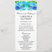 Hydrangea Blauw Bloemen Waterverf Rustieke Bruilof Programmakaart (Voorkant)