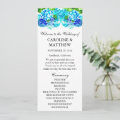 Hydrangea Blauw Bloemen Waterverf Rustieke Bruilof Programmakaart (Staand voorkant)