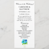 Hydrangea Blauw Bloemen Waterverf Rustieke Bruilof Programmakaart (Voorkant)