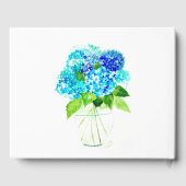 Hydrangea Blauw Elegant Waterverf Bloemenbruiloft Gastenboek (Achterkant)