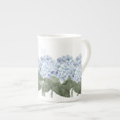 Hydrangea Blauwe Bloem Bone China Theekop Porselein Kop (Voorkant rechts)
