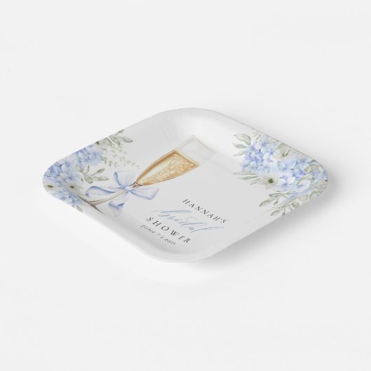 Hydrangea Blauwe Bloem Bruidsdouche Papieren Bordje (Gebogen)