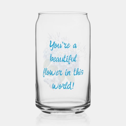 Hydrangea Blauwe Bloem en Vlinder Blikvorm Glas (Achterkant)