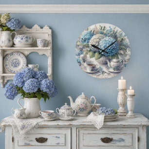 Hydrangea Blauwe Boerderij Bloemstuk Theeservies D Grote Klok