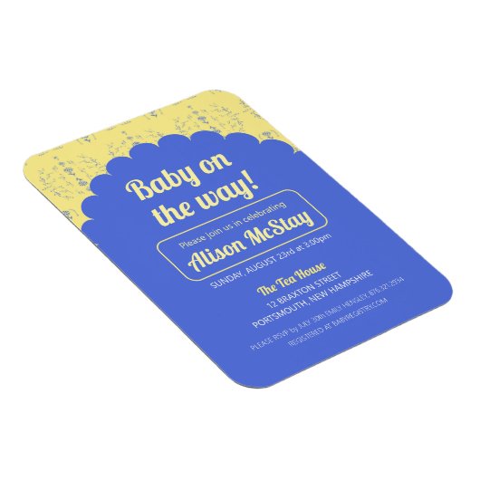 Hydrangea Block Baby shower Invitation Magneet (Rechterzijde)