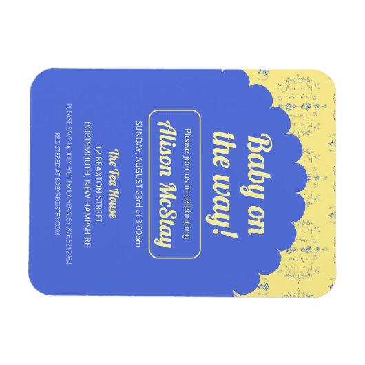 Hydrangea Block Baby shower Invitation Magneet (Horizontaal)