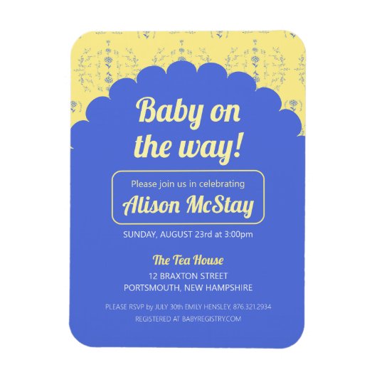 Hydrangea Block Baby shower Invitation Magneet (Verticaal)