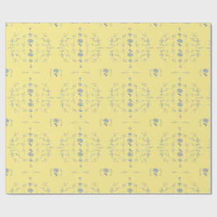Hydrangea Block geel en blauw patroon Cadeaupapier