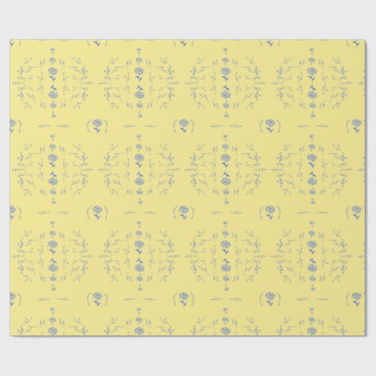 Hydrangea Block geel en blauw patroon Cadeaupapier (Vlak)