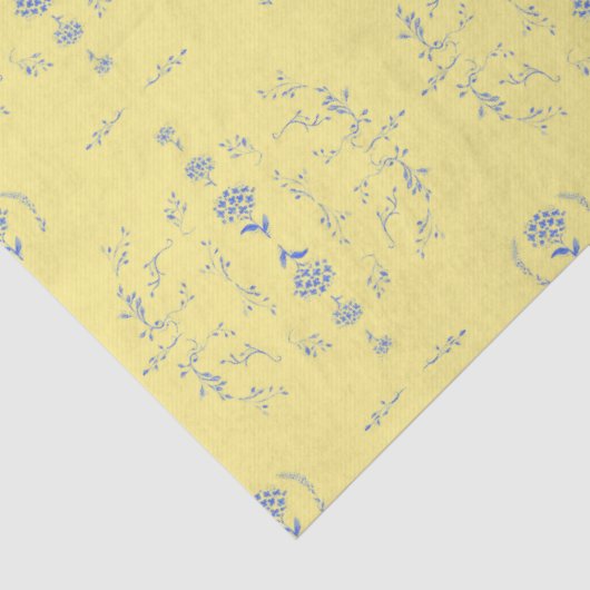 Hydrangea Block geel en blauw patroon Tissuepapier (Detail)