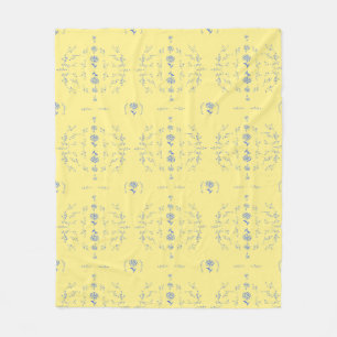 Hydrangea Block Pattern- Geel en Blauw Fleece Deken