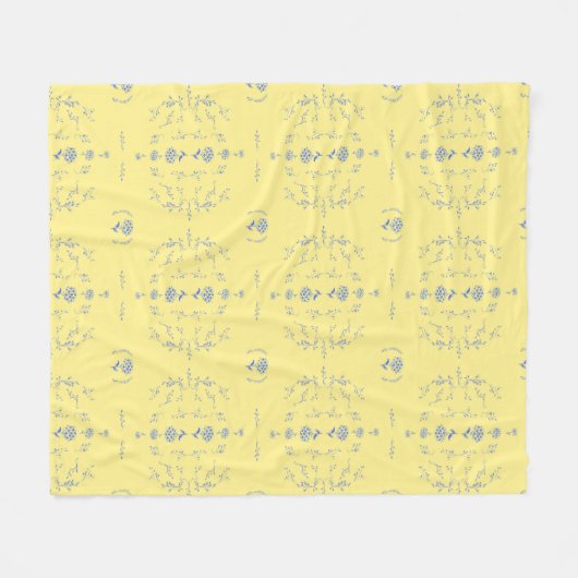Hydrangea Block Pattern- Geel en Blauw Fleece Deken (Voorkant (Horizontaal))