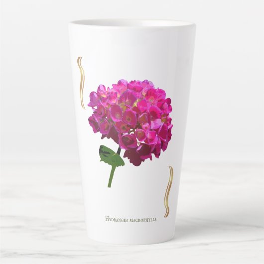 Hydrangea Bloei - Vintage Botanische Fuchsia Latte Mok (Voorkant)
