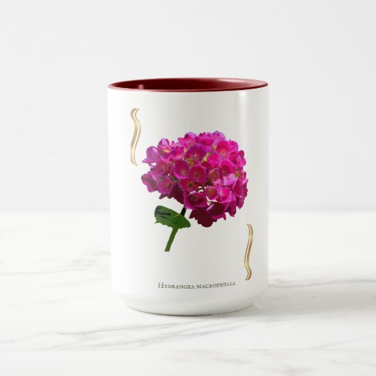 Hydrangea Bloei - Vintage Botanische Fuchsia Mok (Midden)