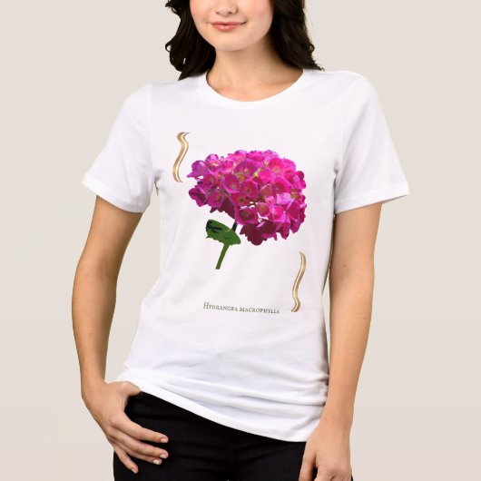 Hydrangea Bloei - Vintage Botanische Fuchsia Tri-Blend Shirt (Voorkant)