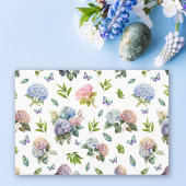 Hydrangea Bloem Blauw en Roze Set van 3 Inpakpapier Vel