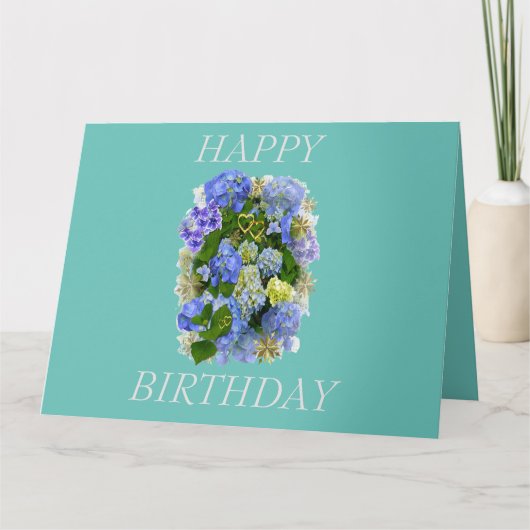 HYDRANGEA BLOEM GELUKKIGE VERJAARDAG KAART (Voorkant)