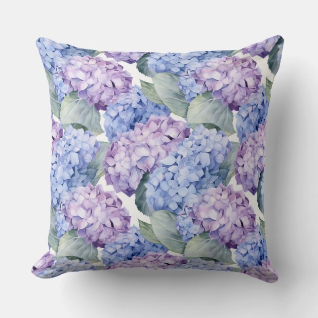 Hydrangea Bloem Katoenen Kussen (Voorkant)
