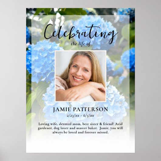 Hydrangea Bloem Leven Viering Foto Funeral Poster (Voorkant)