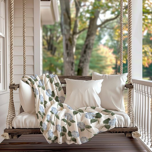 Hydrangea Bloem Monogram  Sherpa Deken