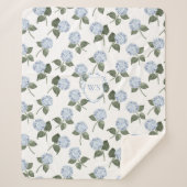 Hydrangea Bloem Monogram  Sherpa Deken (Voorkant)