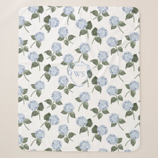Hydrangea Bloem Monogram Sherpa Deken (Voorkant)