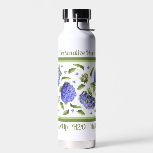 Hydrangea Bloem Ontwerp Gepersonaliseerd Waterfles (Links)