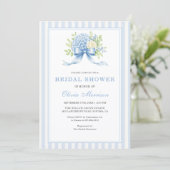 Hydrangea Bloem Streep Boog Bruidsfeest Kaart (Staand voorkant)