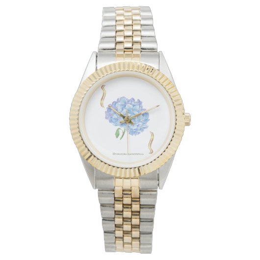 Hydrangea Bloem – Vintage Botanische Bloem Horloge (Voorkant)