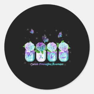 Hydrangea Bloem Vlinder Zelfmoord Preventie Awar Ronde Sticker
